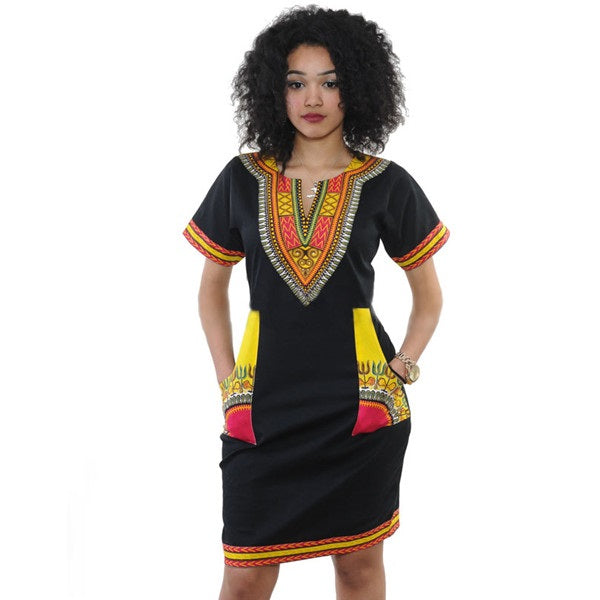 knee length modern kitenge designs for long dresses African Women's Long Sleeve Dress