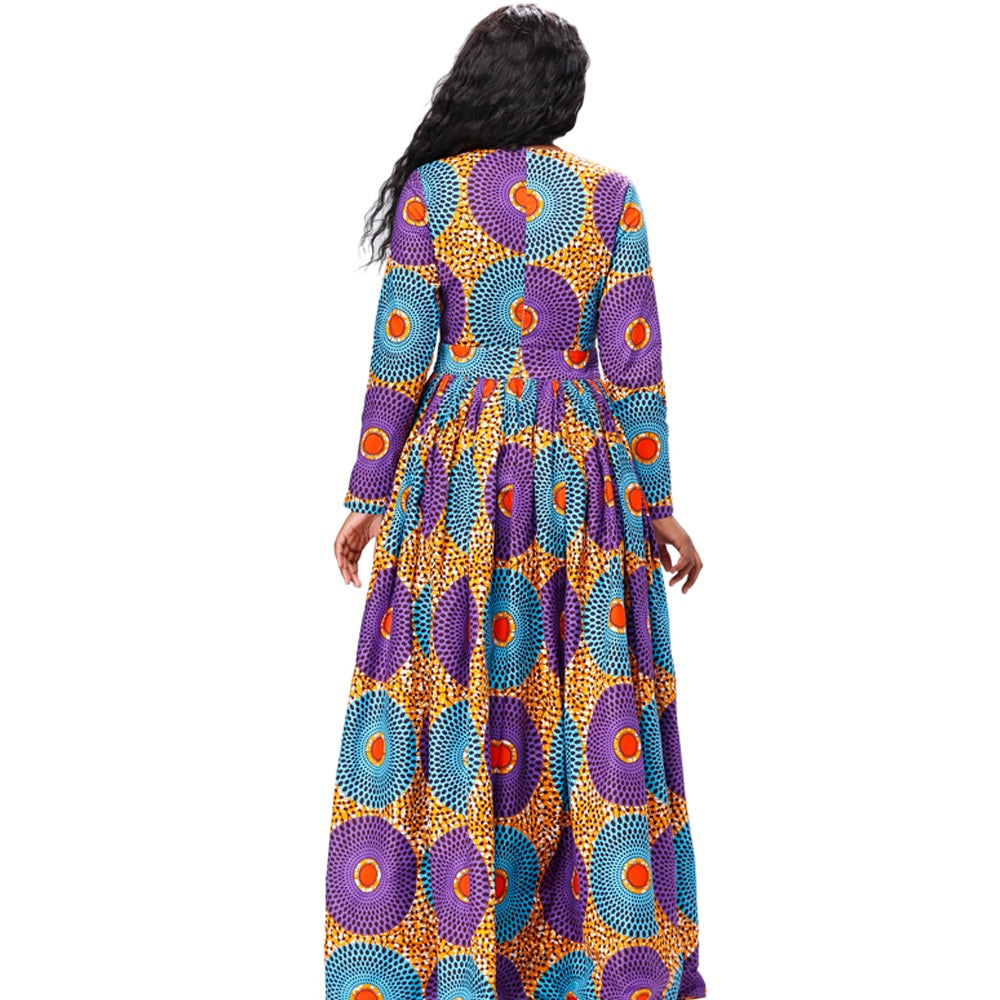 African Kitenge Wax Print Ankara Long Dress