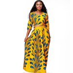Traditional African Kitenge Wax Print Ankara Long Skirt + Long Sleeve Top Dress