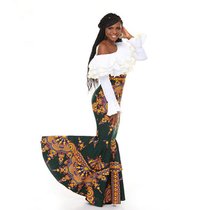 100% Handmade African Kitenge Wax Print Ankara One Shoulder Fish Tail Dress