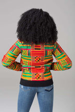 Traditional African Ankara Wax Print Colorful Tribal Patterned Unisex Bomber Jacket