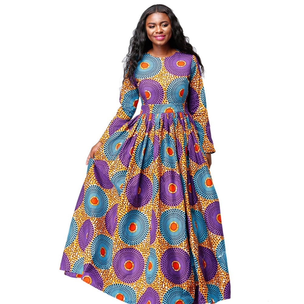 African Kitenge Wax Print Ankara Long Dress