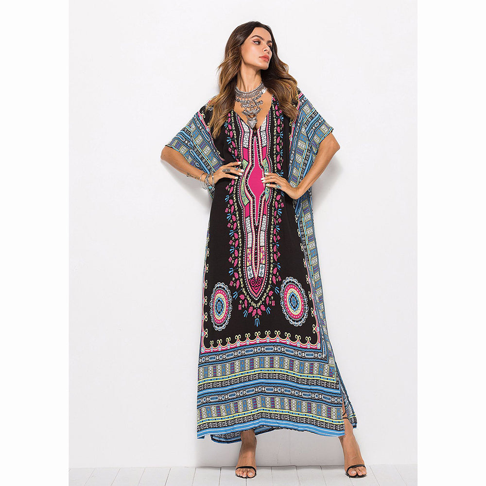 Casual Traditional African Kitenge Dashiki Print Loose Long Dress Desi Asigbe Casual Traditional African Kitenge Dashiki Print Loose Long Dress Desi Asigbe