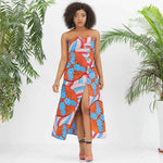 African  Kitenge Ankara Wax Print Strapless Dress With Slit